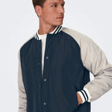 Chaqueta Only&Sons Chris Cuello Béisbol Dark Navy - ECRU