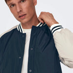 Chaqueta Only&Sons Chris Cuello Béisbol Dark Navy - ECRU