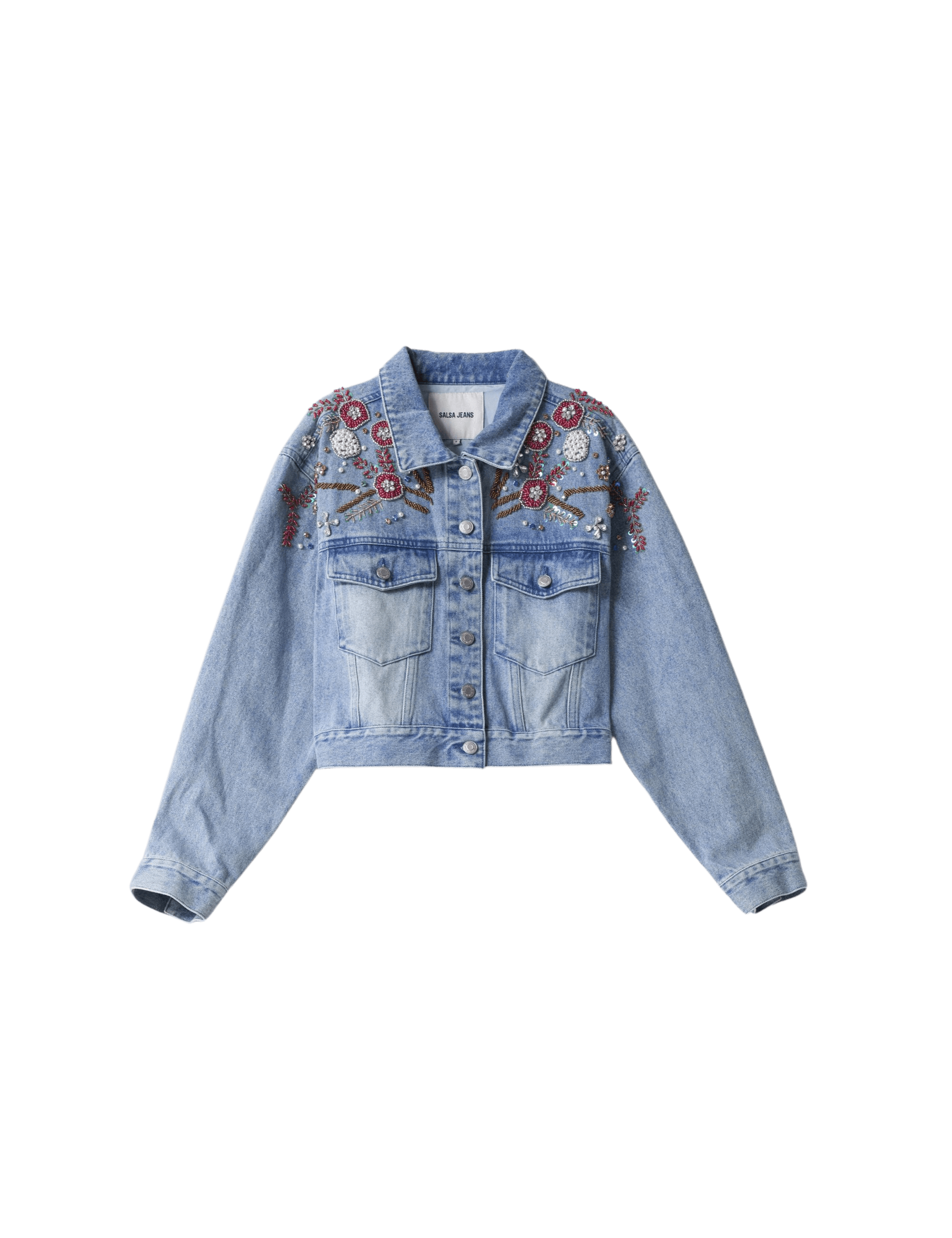 Chaqueta Salsa Jeans Vaquera con Detalles Bordados - ECRU