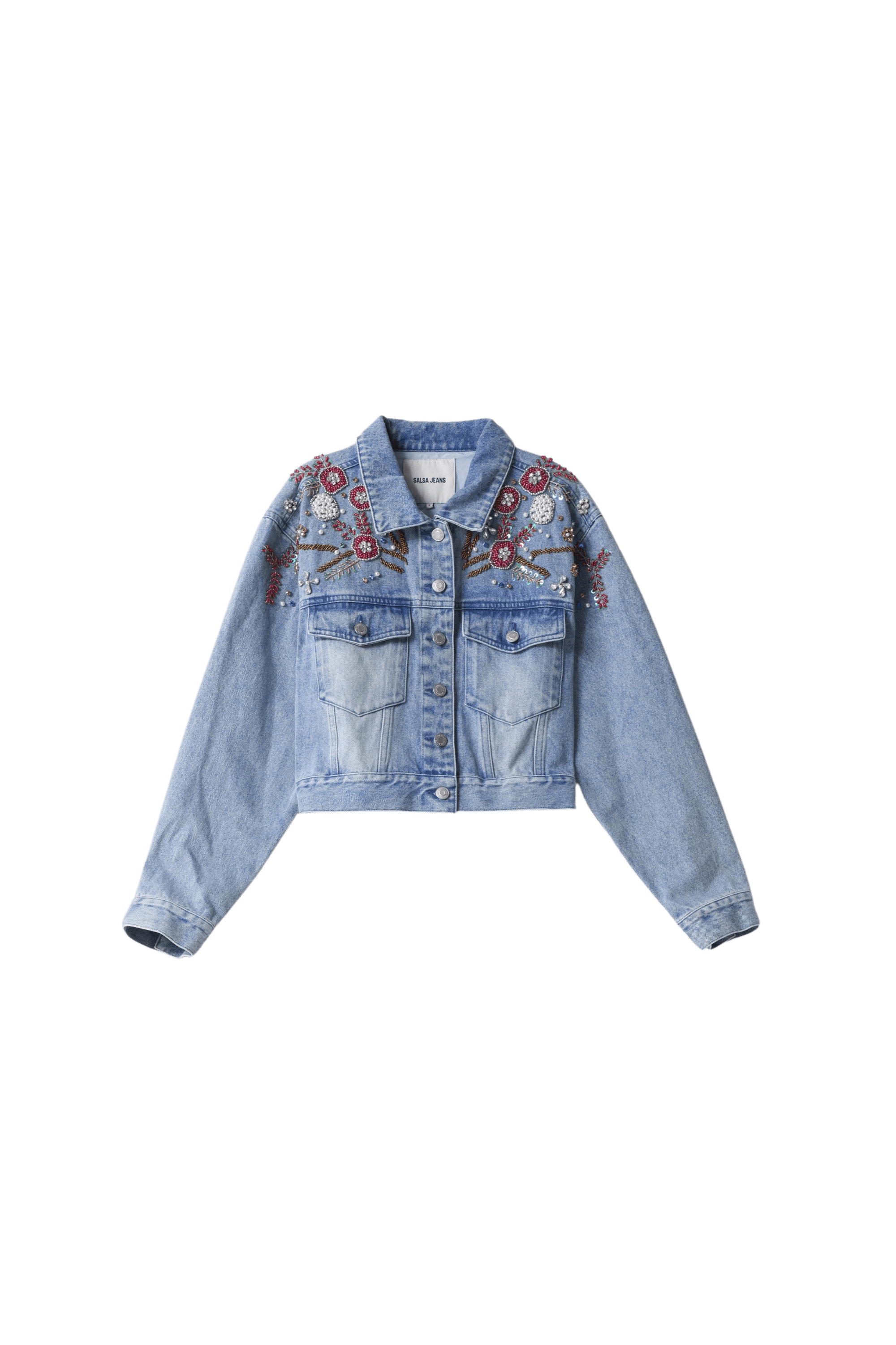 Chaqueta Salsa Jeans Vaquera con Detalles Bordados - ECRU