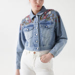 Chaqueta Salsa Jeans Vaquera con Detalles Bordados - ECRU