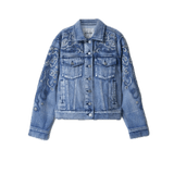 Chaqueta Salsa Jeans Vaquera con Detalles Bordados y Perlas - ECRU