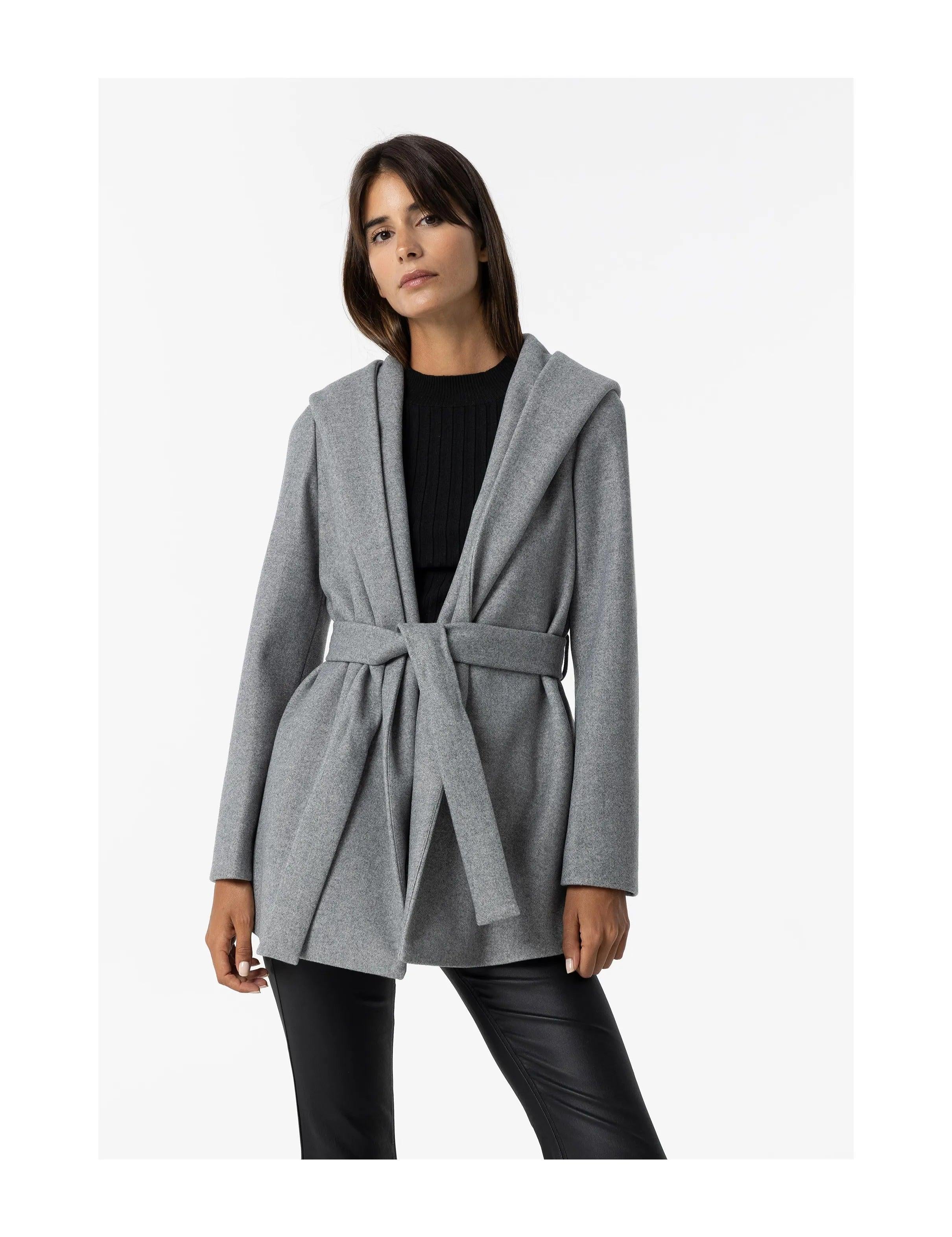 Chaqueta Tiffosi Cinturón y Capucha Gris - ECRU