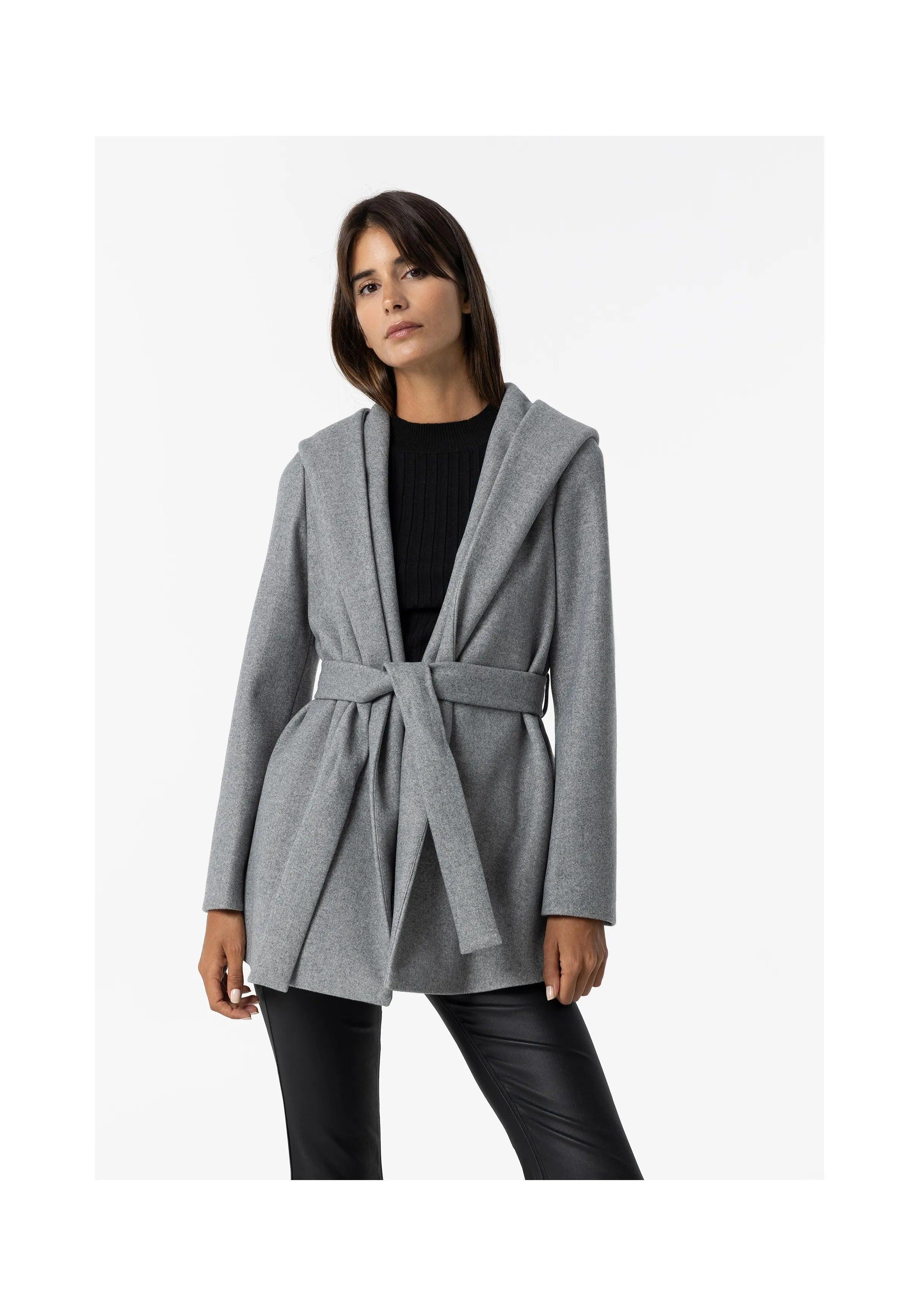 Chaqueta Tiffosi Cinturón y Capucha Gris - ECRU