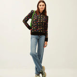 Chaqueta Xantik Black Flower Garden - ECRU