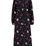 SUGARHILL Dottie Maxi Shirt Dress Black Lucky Charms