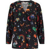 SUGARHILL Elkie Black Blouse, Zodiac Rainbow Skies