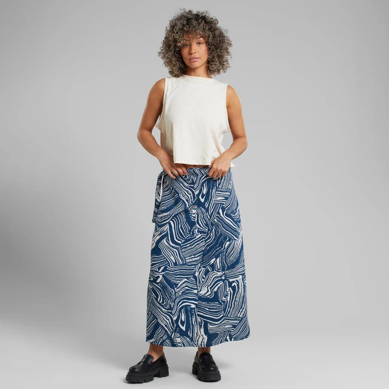 Falda Dedicated Wrap Stilleryd Clay Swirl Blue - ECRU