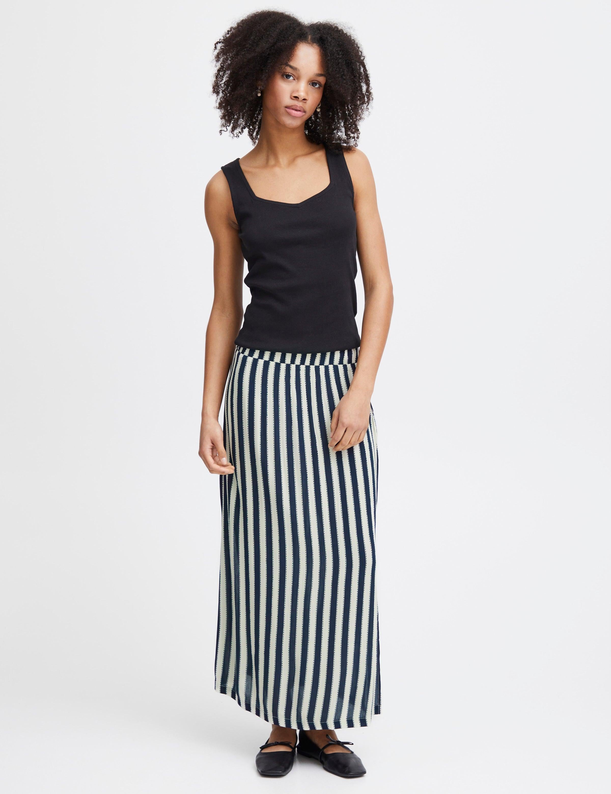 Falda ICHI Marrakech Total Eclipse Stripe Aop - ECRU