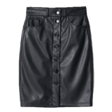 Falda Salsa Jeans Efecto Piel Negra - ECRU