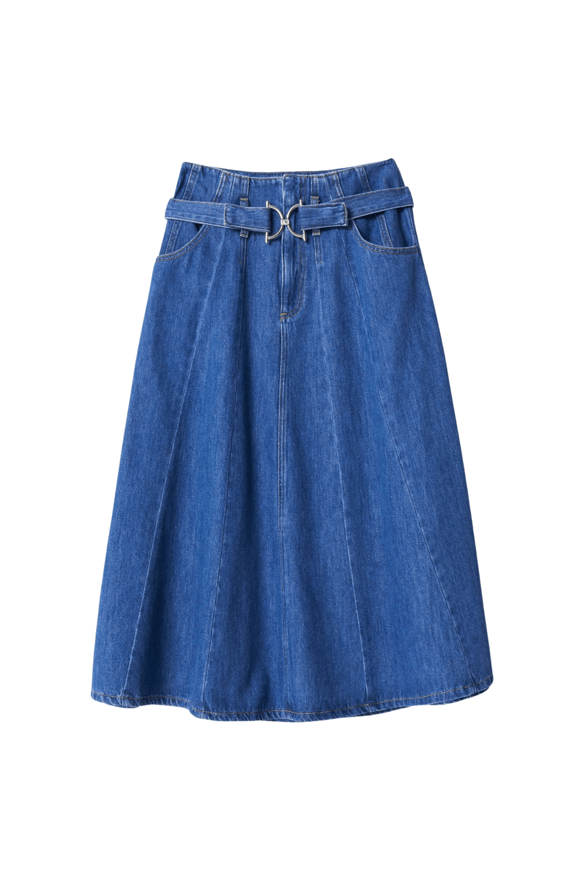 Falda Salsa Jeans Midi Lightdenim con Vuelo - ECRU