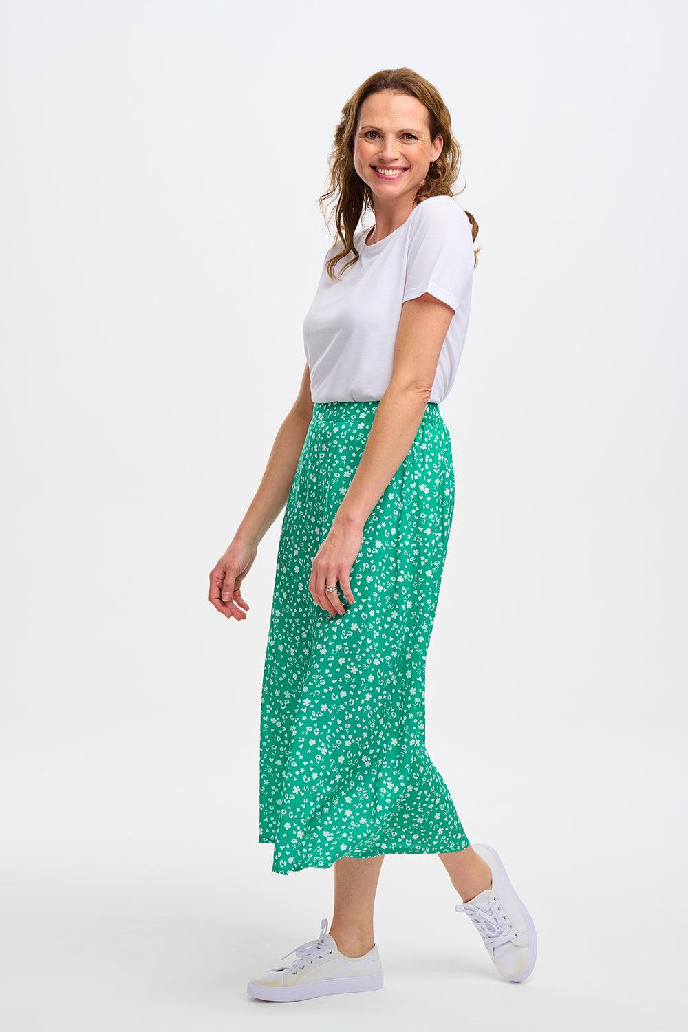 Falda Sugarhill Zora Green Scatter Print - ECRU