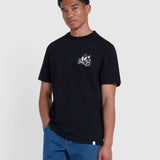 Farah Jasper Regular Fit T-Shirt Organic Cotton Graphic Tee in Black