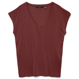 Vero Moda Damen Basic Filli T-Shirt V-Ausschnitt Nostalgia Rose