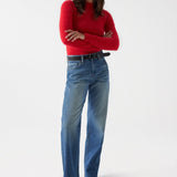 Jersey Salsa Jeans de Punto con Efecto Pelo Rojo - ECRU