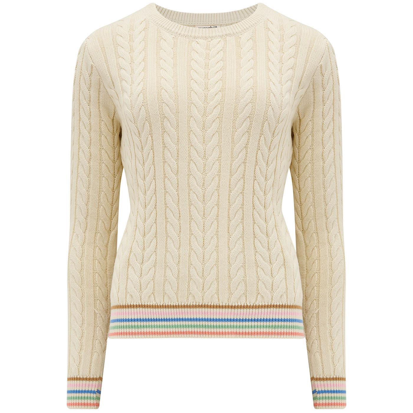 Jersey Sugarhill de ochos Barbara Cream Rainbow Tipping - ECRU