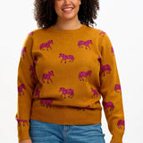 Jersey Sugarhill Lizzie Tobacco Vibrant Zebras - ECRU