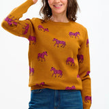 Jersey Sugarhill Lizzie Tobacco Vibrant Zebras - ECRU