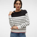 Jersey Vero Moda Alma Snow White Black - ECRU