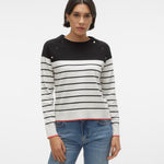 Jersey Vero Moda Alma Snow White Black - ECRU