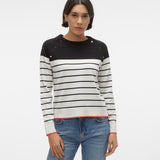 Jersey Vero Moda Alma Snow White Black - ECRU