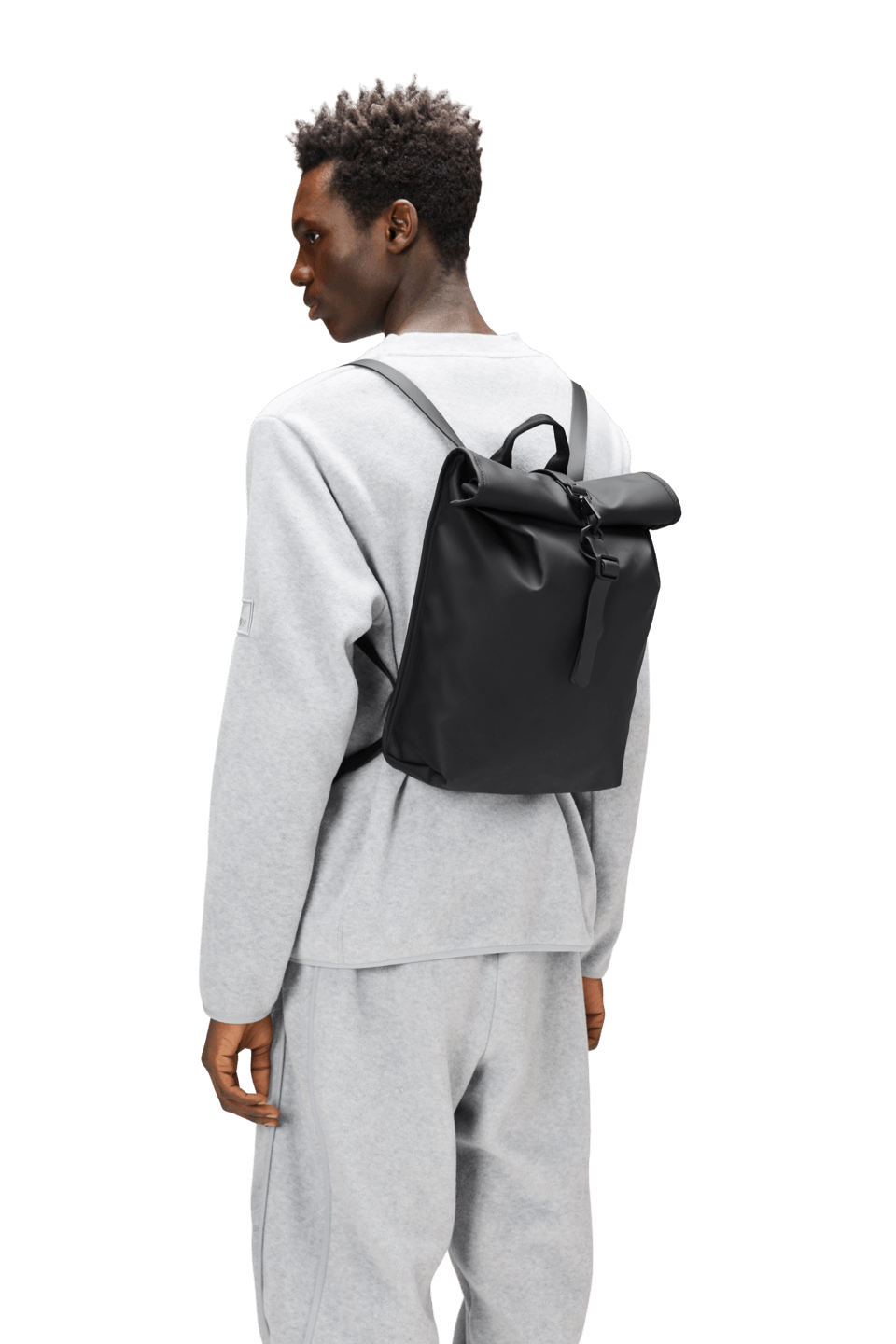 Mochila Rains Rolltop Rucksack Mini Negro - ECRU