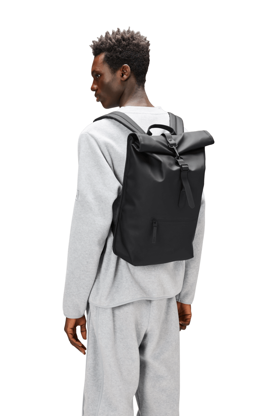 Mochila Rains Rolltop Rucksack Negro - ECRU