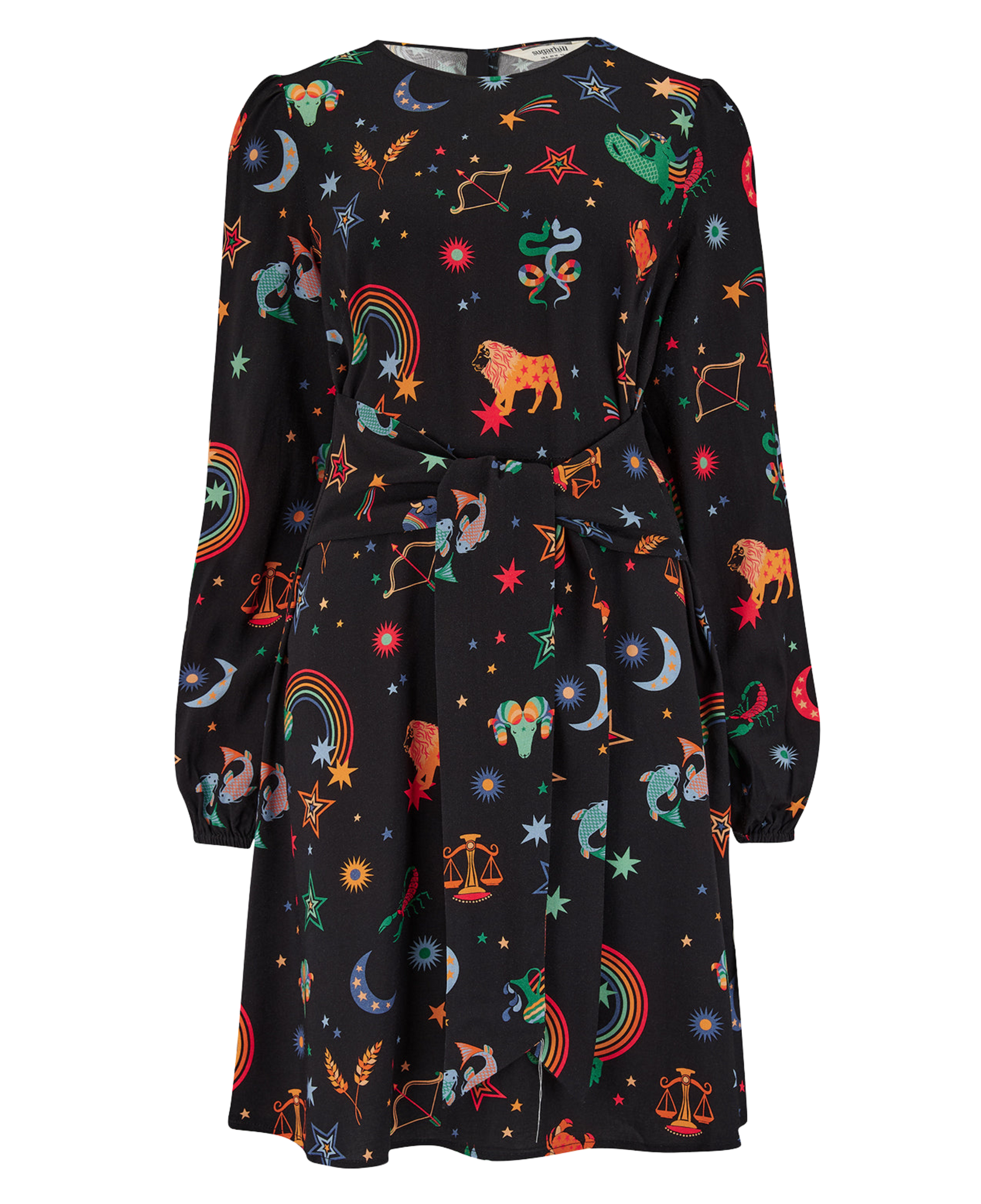 Vestido SUGARHILL Oksana Mini Black, Zodiac Rainbow Skies