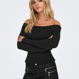 NUR Katia Off Shoulder Pullover Schwarz