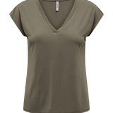 Camiseta ONLY Cuello Pico Free Walnut