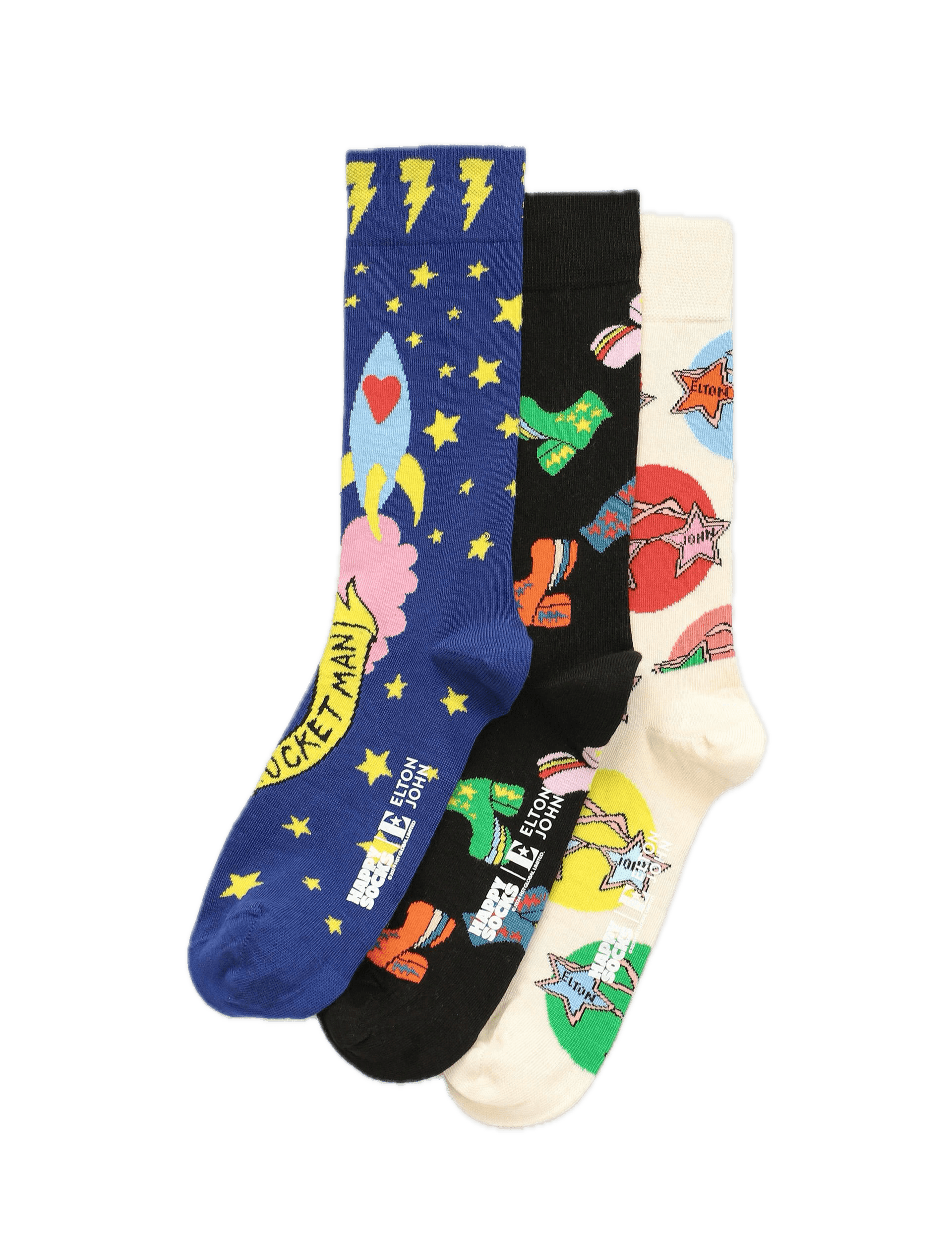 Pack de 3 Calcetines Happy Socks x Elton John Gift Set - ECRU