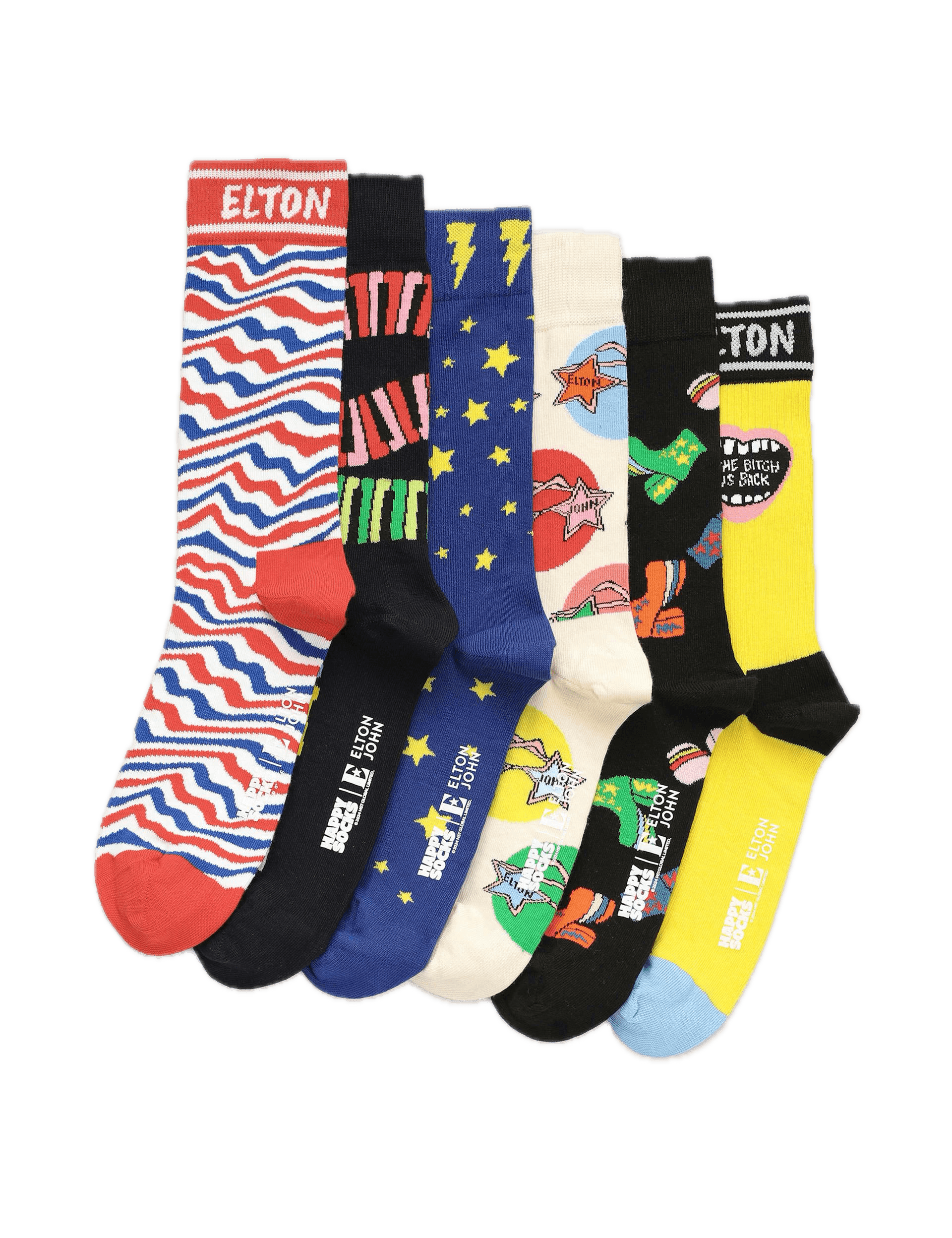 Pack de 6 Calcetines Happy Socks x Elton John Gift Set - ECRU