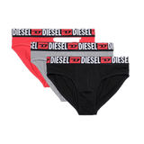 Pack de Tres Calzoncillos Diesel Slip Negro/Gris/Rojo - ECRU