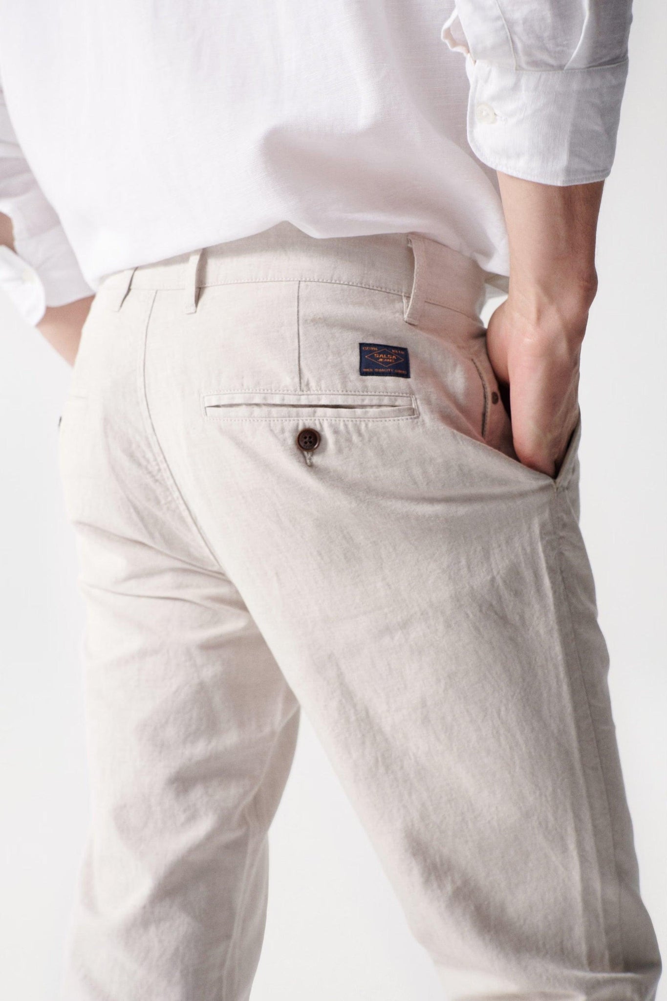 Pantalón de Hombre Salsa de Lino Corte Slim - ECRU