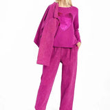 Pantalón Molly Bracken Largo en Tejido de Pana Purple Bougainvillier - ECRU