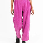 Pantalón Molly Bracken Largo en Tejido de Pana Purple Bougainvillier - ECRU