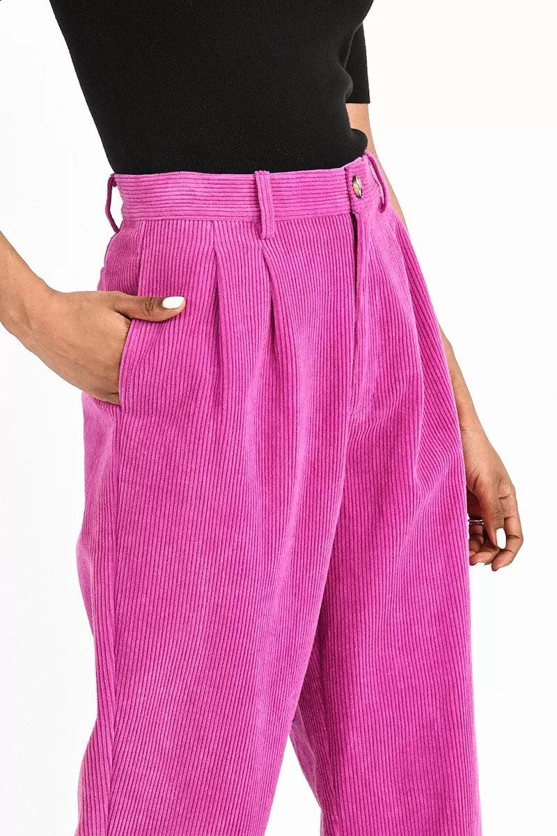 Pantalón Molly Bracken Largo en Tejido de Pana Purple Bougainvillier - ECRU