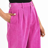 Pantalón Molly Bracken Largo en Tejido de Pana Purple Bougainvillier - ECRU