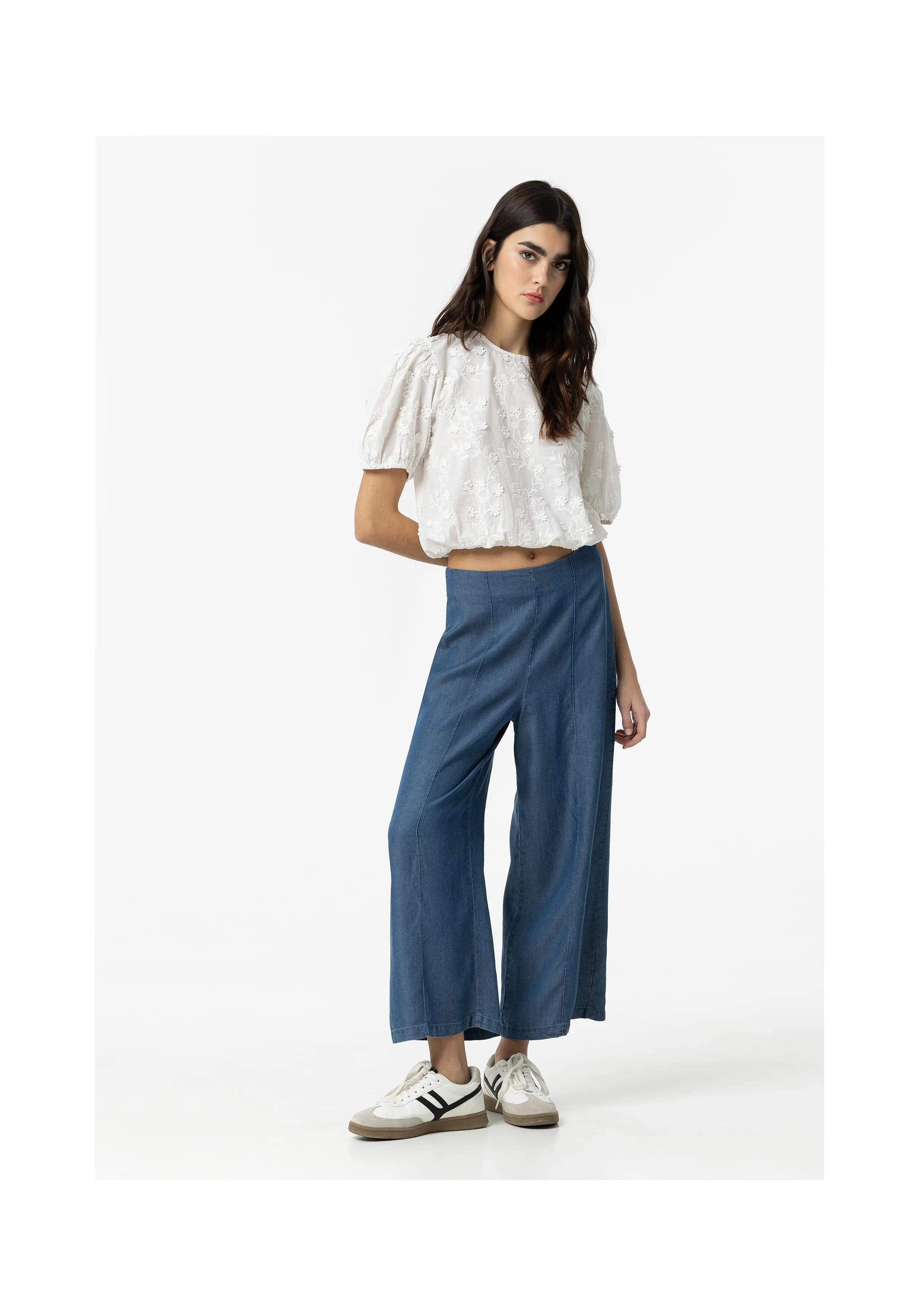 Pantalón TIFFOSI Gavin Culotte de Lyocell - ECRU