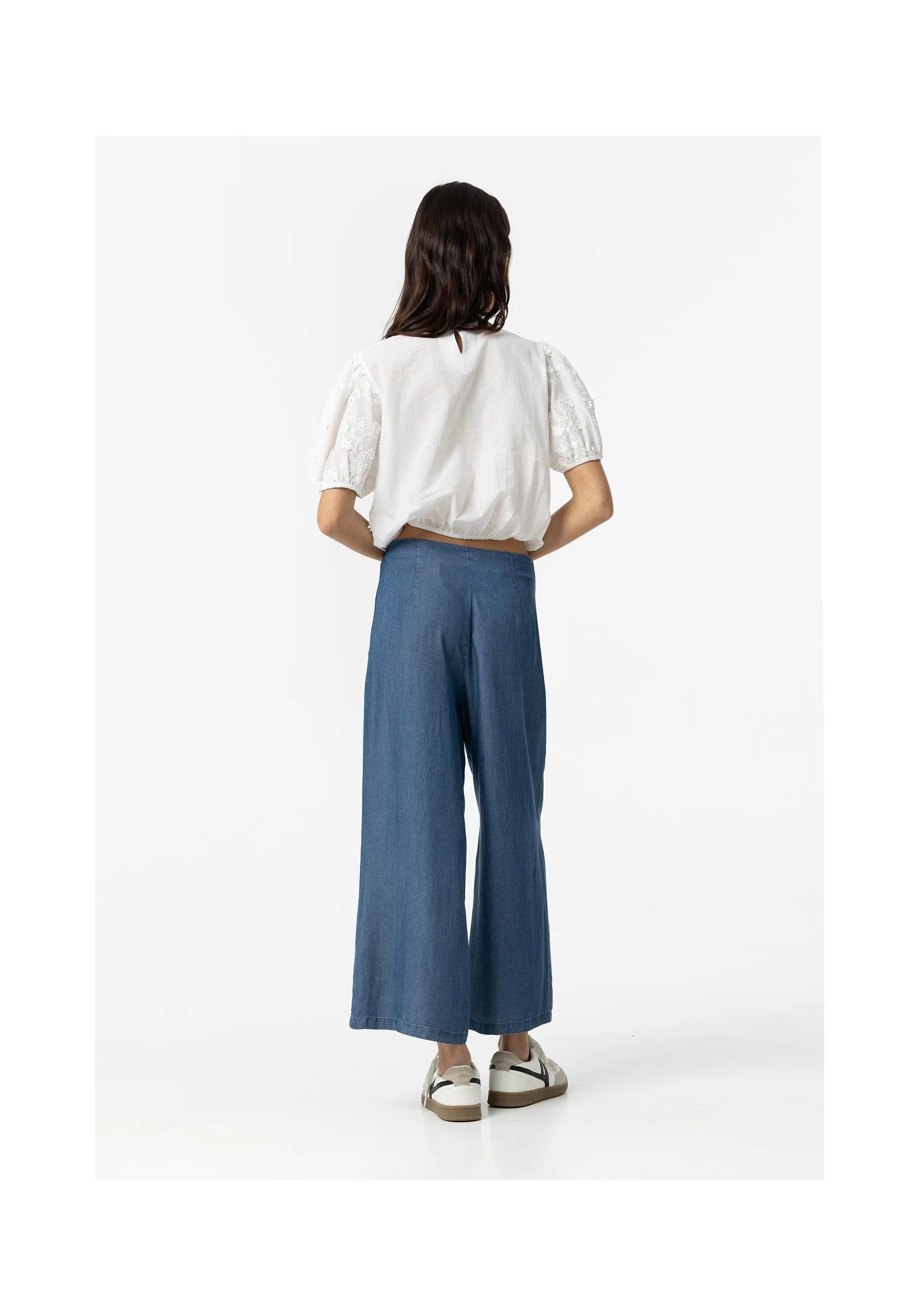 Pantalón TIFFOSI Gavin Culotte de Lyocell - ECRU