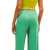 Pantalón Xantik Cintura Green Mustard Petals - ECRU