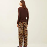 Pantalón Xantik Goma Cintura Off White Love Animal Print - ECRU