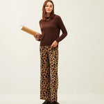 Pantalón Xantik Goma Cintura Off White Love Animal Print - ECRU