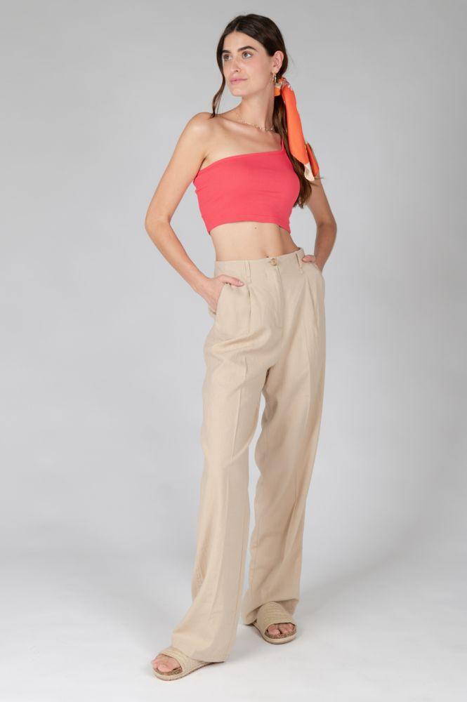 Pantalones 24colours Beige - ECRU