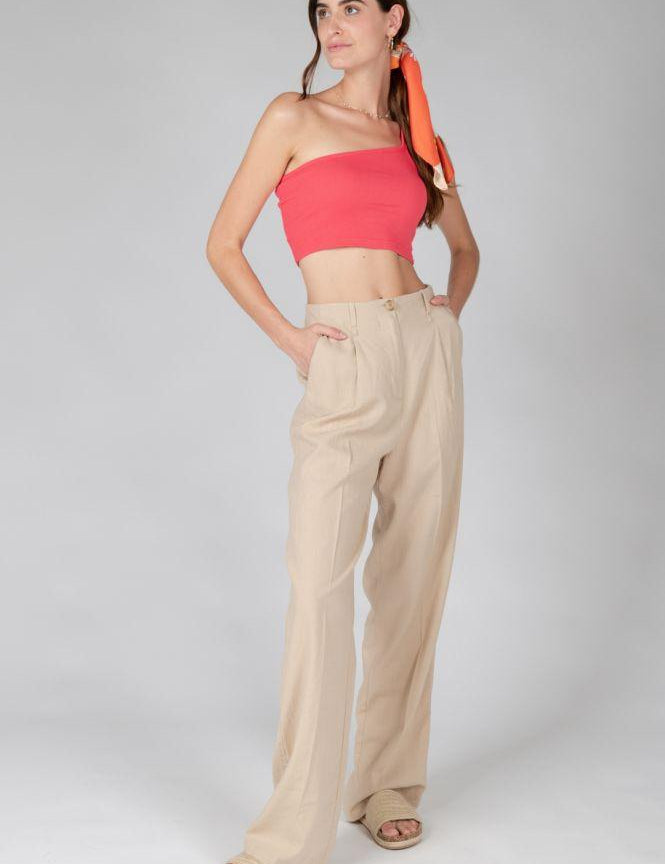 Pantalones 24colours Beige - ECRU