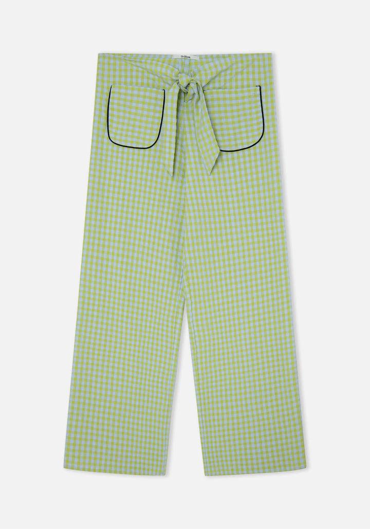 Pantalones Dr Bloom Lazo Vichy Verde - ECRU