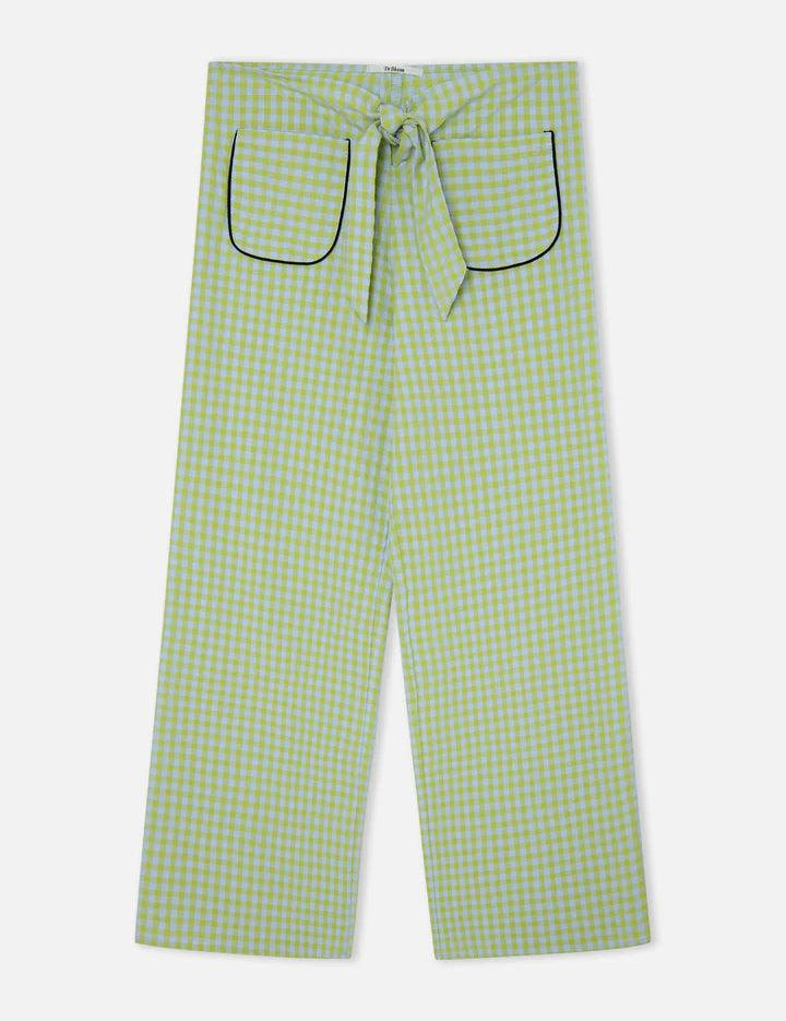 Pantalones Dr Bloom Lazo Vichy Verde - ECRU