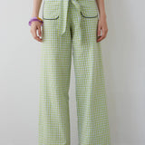 Pantalones Dr Bloom Lazo Vichy Verde - ECRU