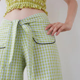 Pantalones Dr Bloom Lazo Vichy Verde - ECRU