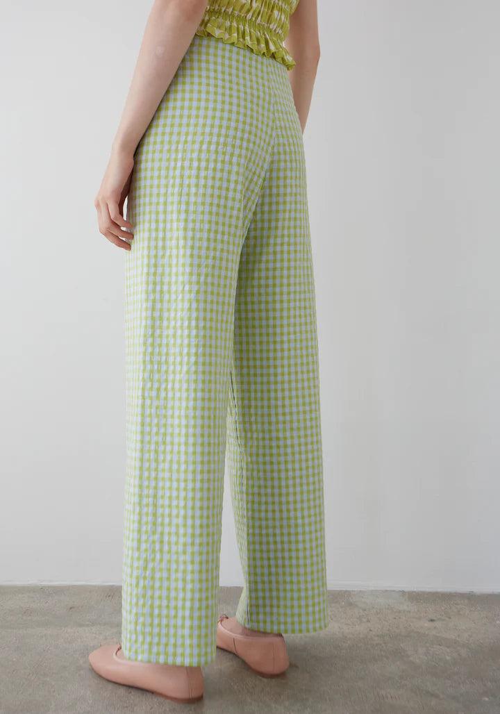 Pantalones Dr Bloom Lazo Vichy Verde - ECRU